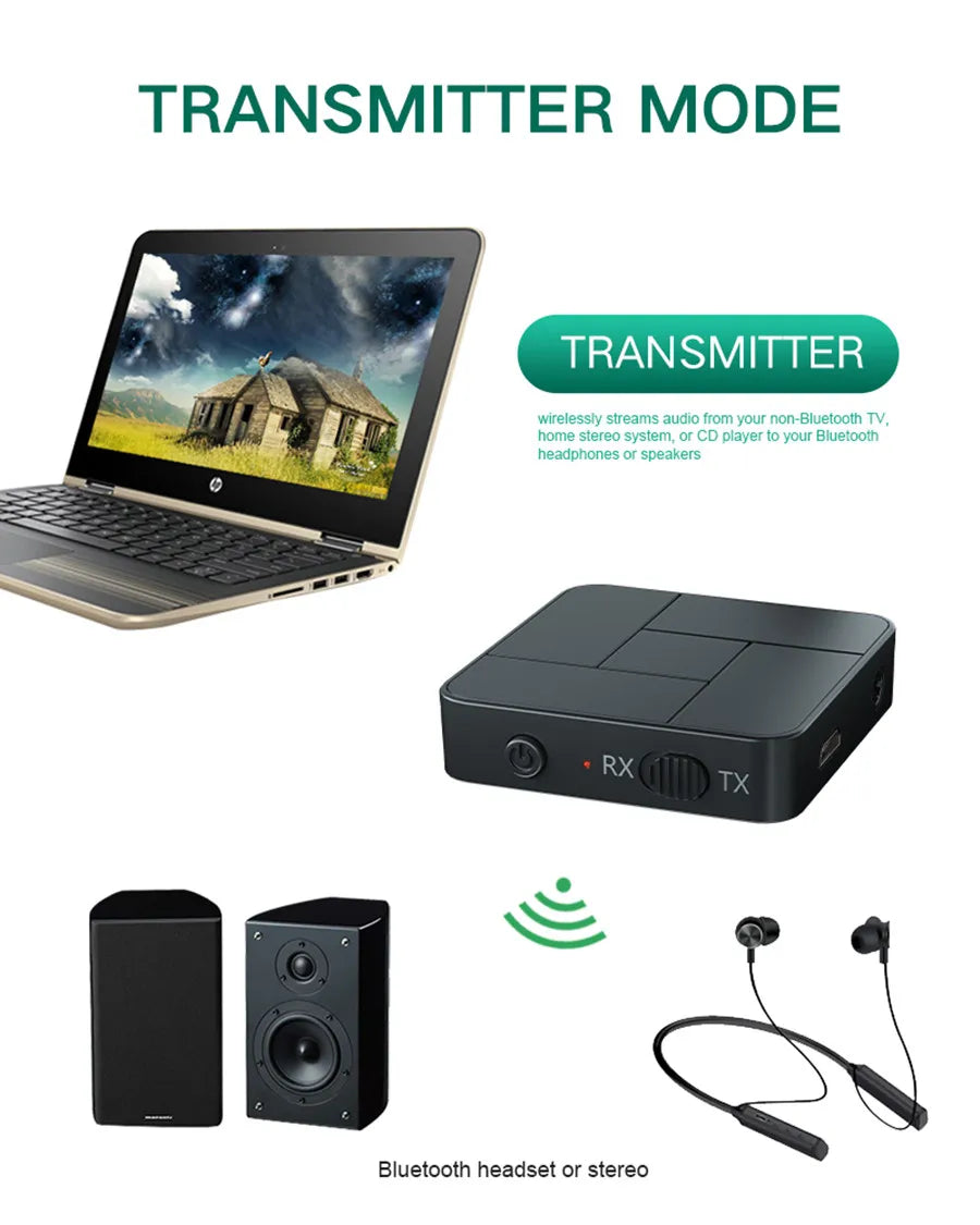 Bluetooth 5.0 Audio Receiver Transmitter 2-in-1 - 3,5mm Klinke