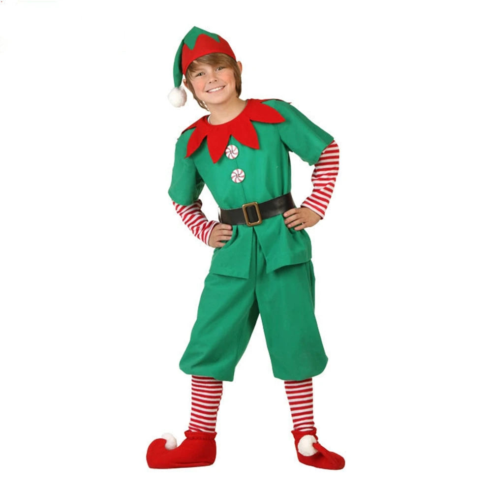 Weihnachten Santa Claus Kostüm – Grünes Elf Cosplay für die ganze Familie