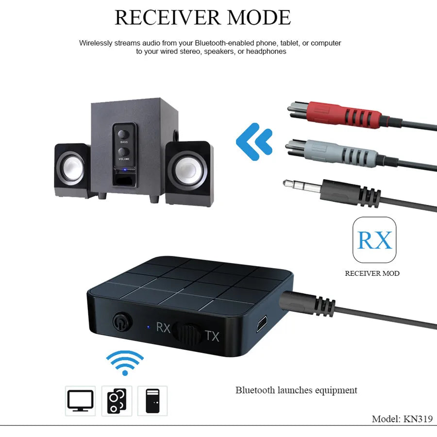 Bluetooth 5.0 Audio Receiver Transmitter 2-in-1 - 3,5mm Klinke