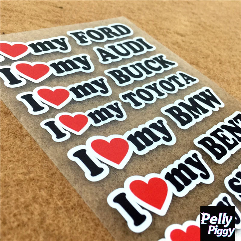 I Love My Car Sticker (BMW, Toyota, Audi, Ford, Benz usw.)