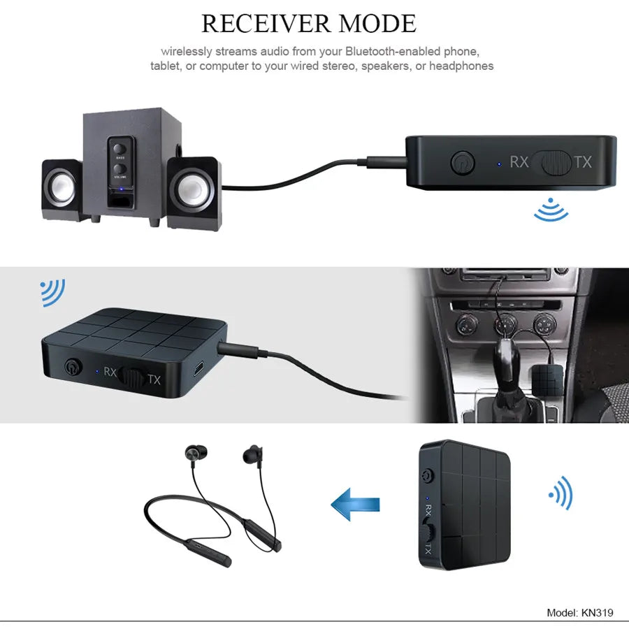 Bluetooth 5.0 Audio Receiver Transmitter 2-in-1 - 3,5mm Klinke