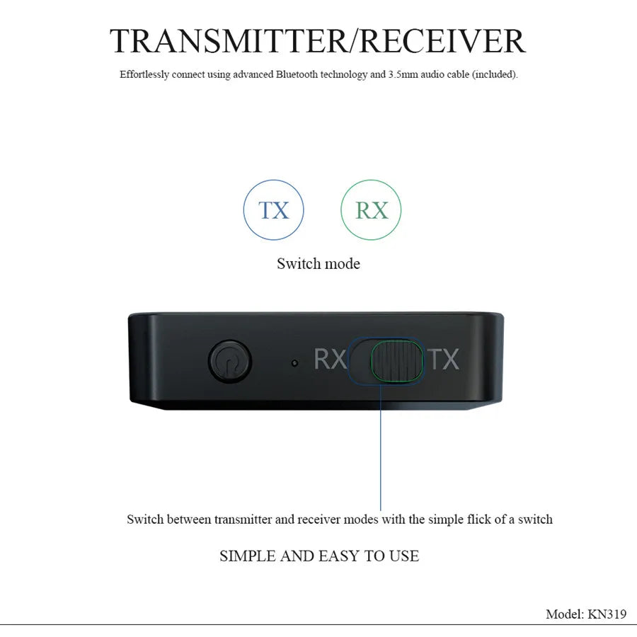 Bluetooth 5.0 Audio Receiver Transmitter 2-in-1 - 3,5mm Klinke