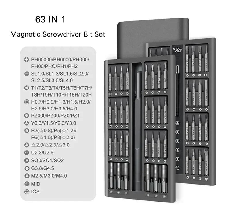 Schraubendreher-Set Magnetisch 162 teilig CRV Stahl Bits Aluminium mit Box