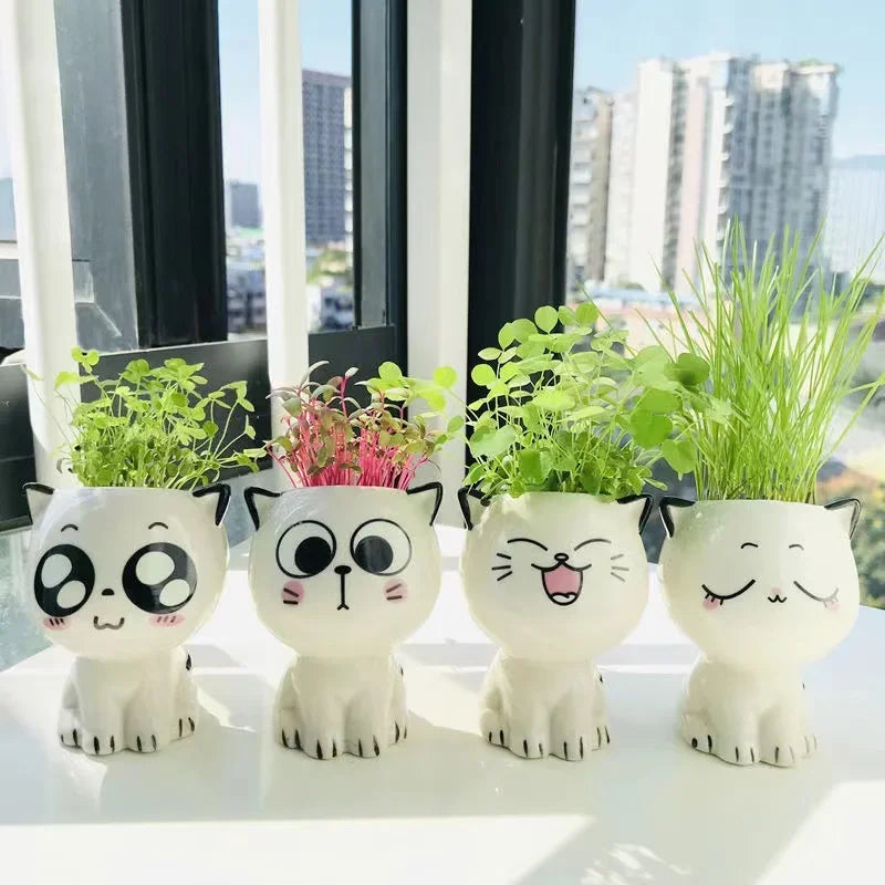 Keramik Mini Cartoon Katzen Pflanzentopf für DIY Projekt