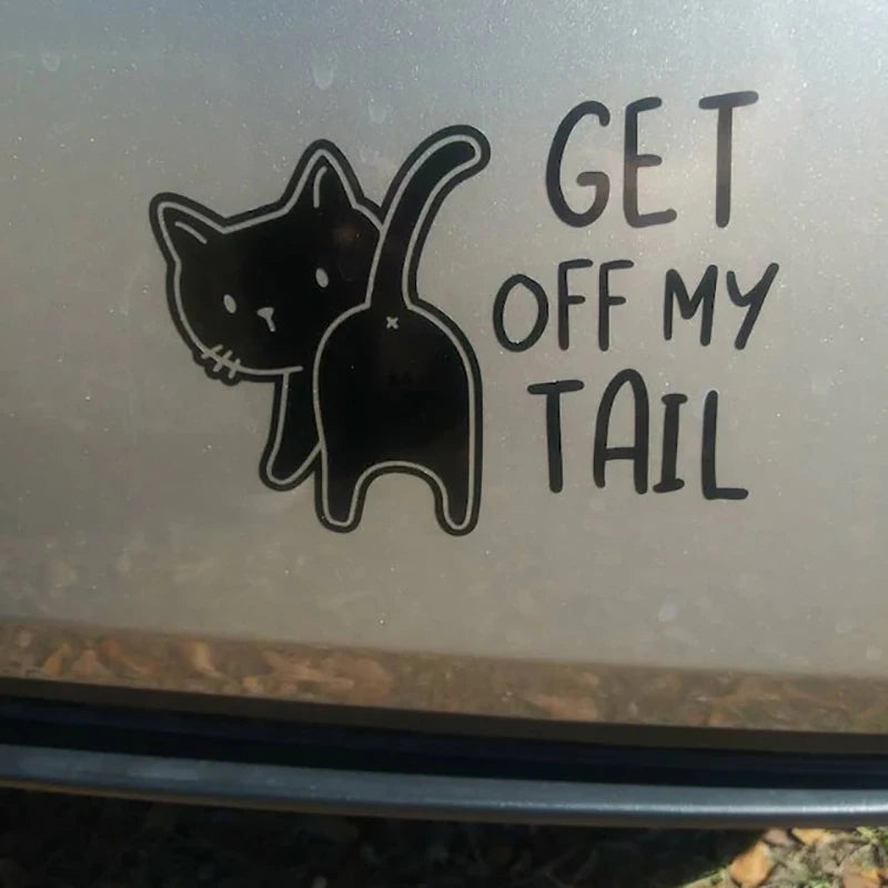 Katzen Aufkleber "Get off my tail"