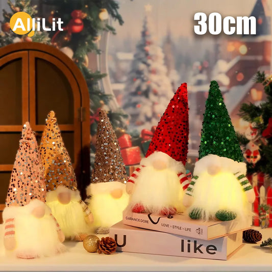 Weihnachtsdeko: 30cm Elf Gnom mit LED-Licht