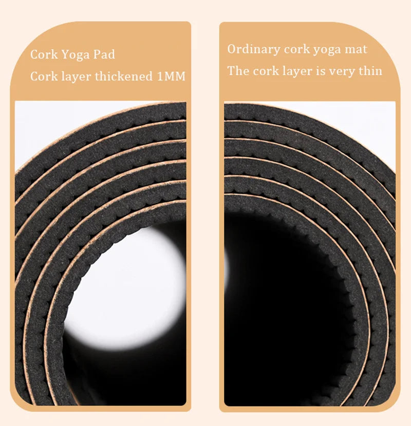 6mm Naturkork TPE Yoga Matte - rutschfest