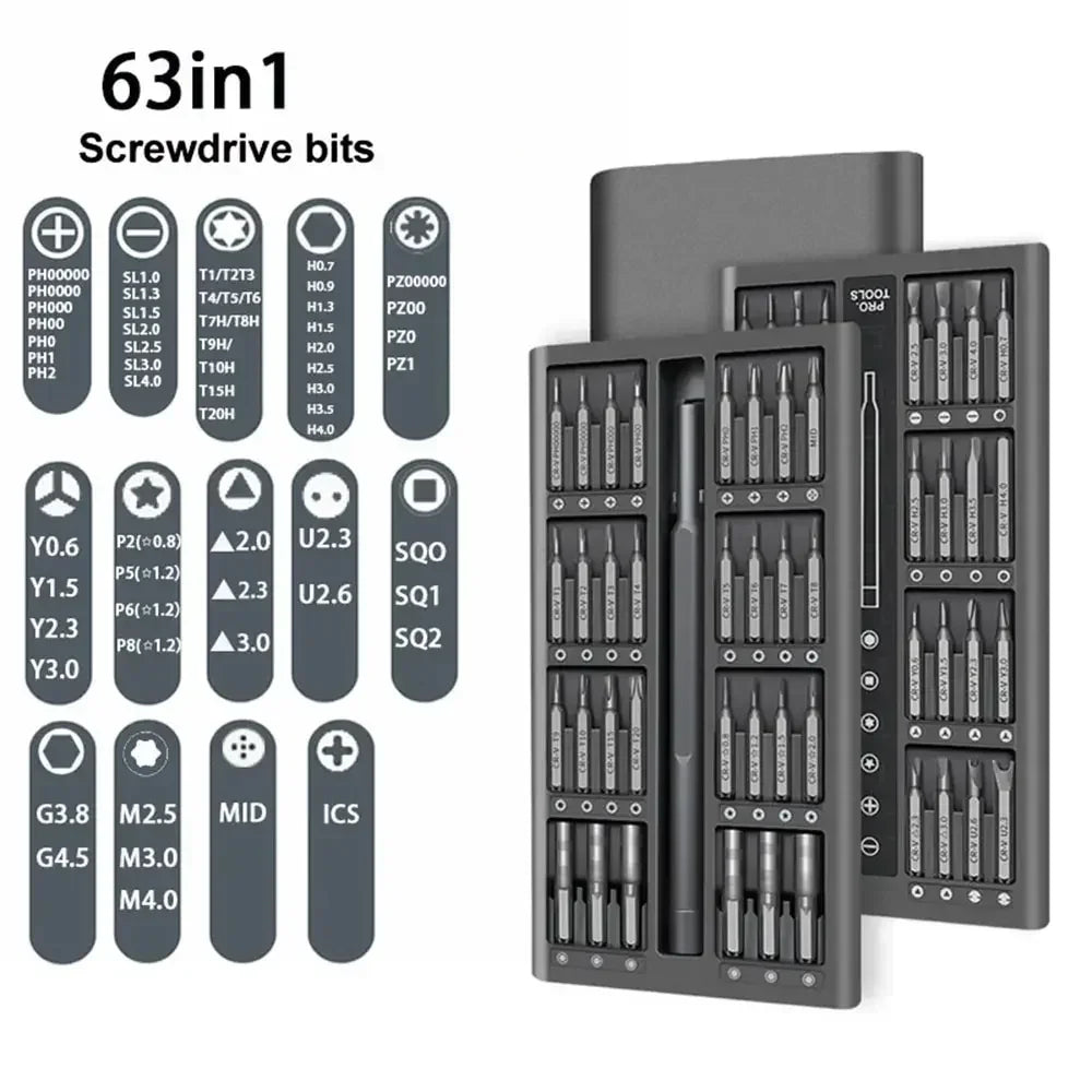 Schraubendreher-Set Magnetisch 162 teilig CRV Stahl Bits Aluminium mit Box