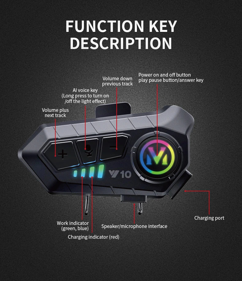 Y10 Motorrad Helm Bluetooth Headset Universal