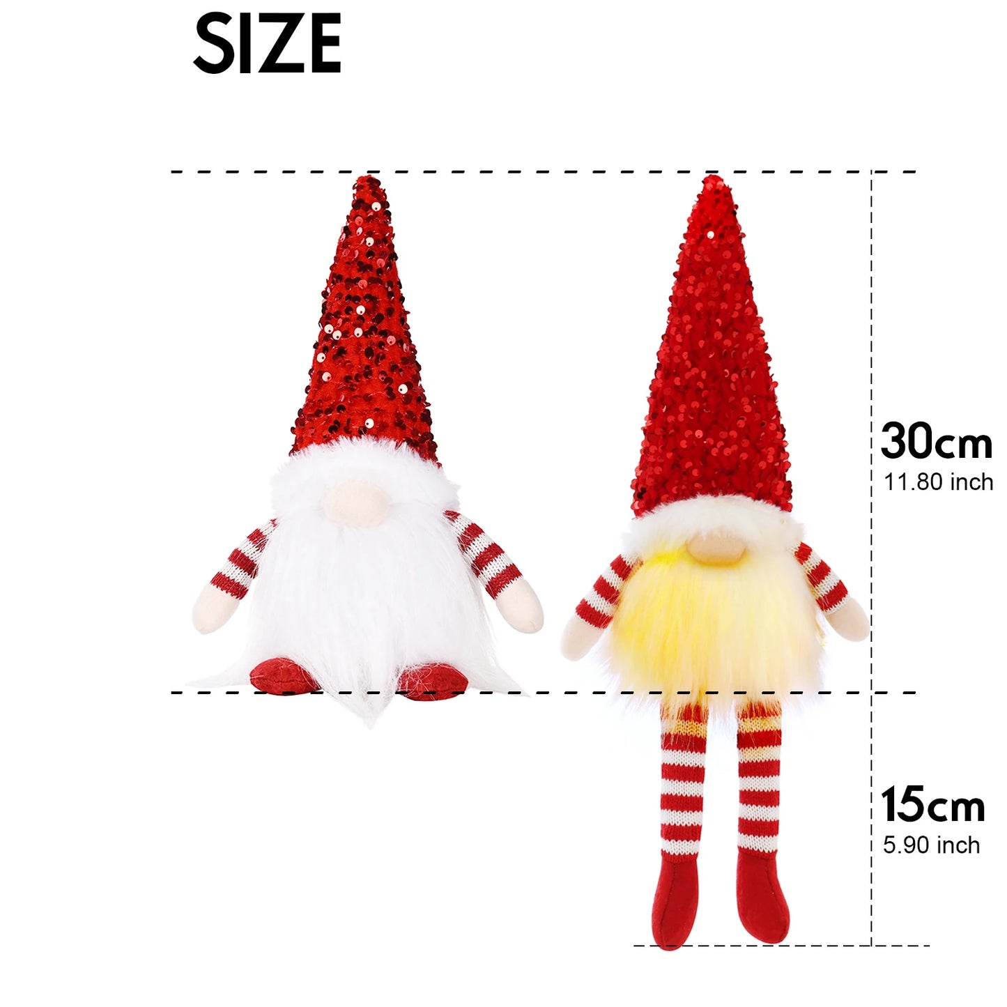 Weihnachtsdeko: 30cm Elf Gnom mit LED-Licht