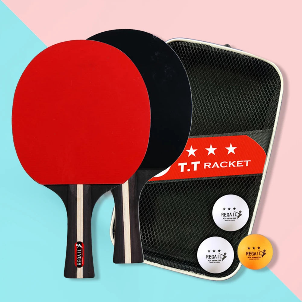 Tischtennisschläger 2 Schläger & 3 Bälle Profi Ping Pong Schläger mit Tasche