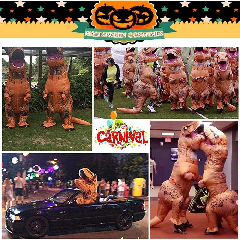 Aufblasbares T-REX Kostüm für Erwachsene Cosplay Dinosaurier Halloween Party