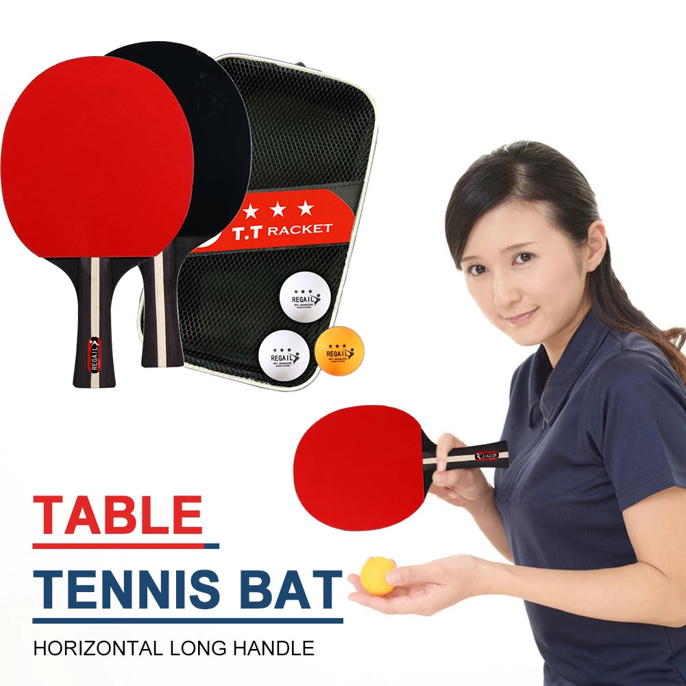 Tischtennisschläger 2 Schläger & 3 Bälle Profi Ping Pong Schläger mit Tasche