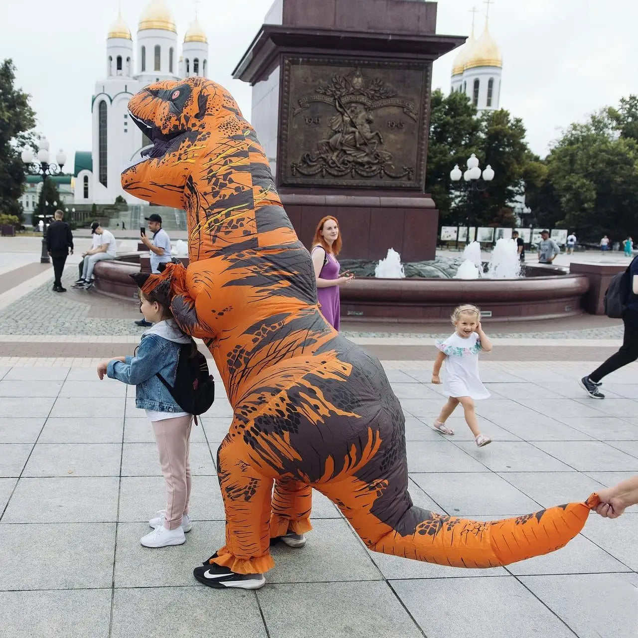 Aufblasbares T-REX Kostüm für Erwachsene Cosplay Dinosaurier Halloween Party