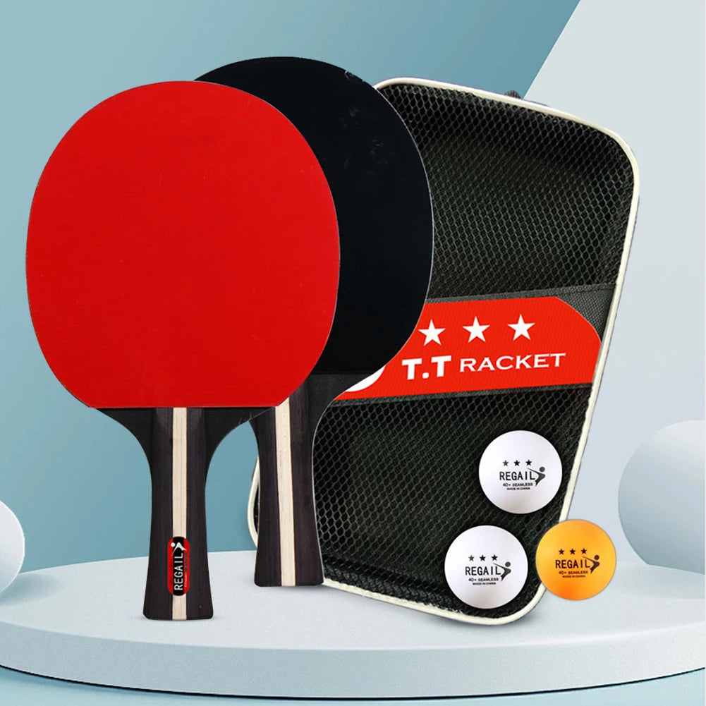 Tischtennisschläger 2 Schläger & 3 Bälle Profi Ping Pong Schläger mit Tasche