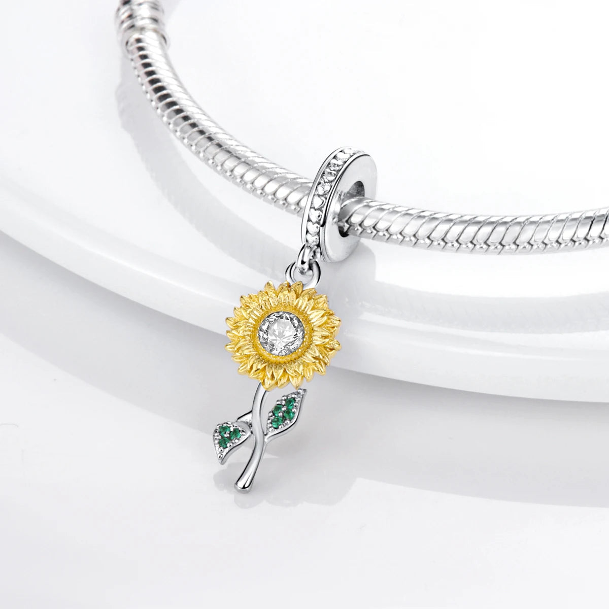 Silber Sunflower Glücksbringer für Pandora Armbänder