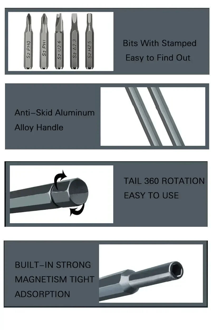 Schraubendreher-Set Magnetisch 162 teilig CRV Stahl Bits Aluminium mit Box