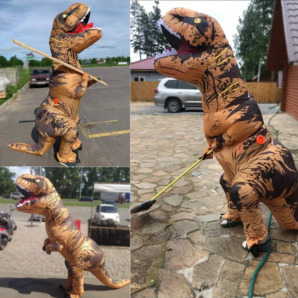 Aufblasbares T-REX Kostüm für Erwachsene Cosplay Dinosaurier Halloween Party