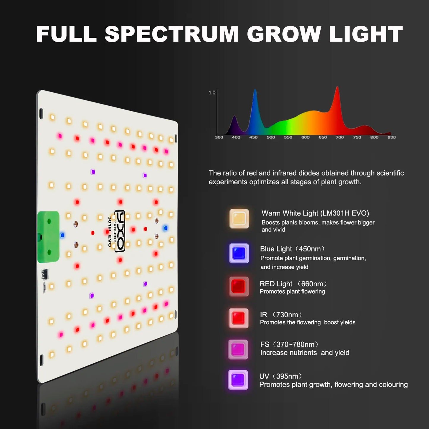 Premium 65W 120W LM301H EVO LED Growlicht