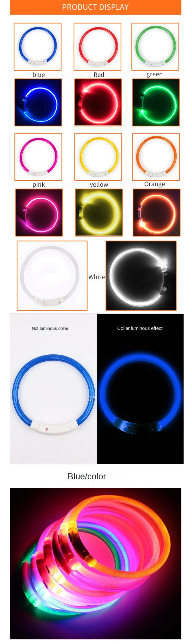 LED Hundehalsband mit 3 Modi / USB