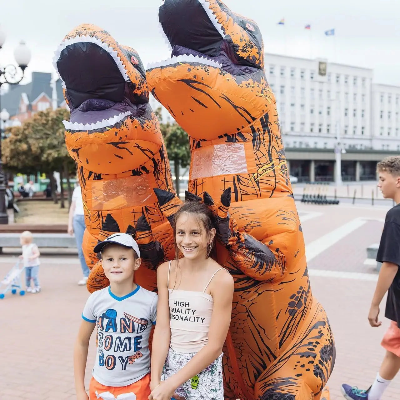 Aufblasbares T-REX Kostüm für Erwachsene Cosplay Dinosaurier Halloween Party