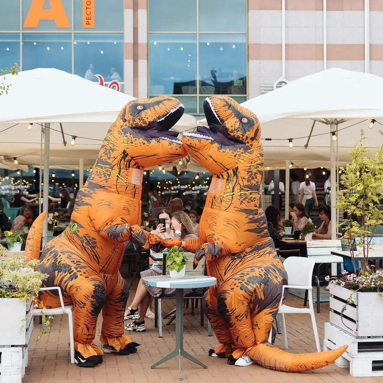 Aufblasbares T-REX Kostüm für Erwachsene Cosplay Dinosaurier Halloween Party